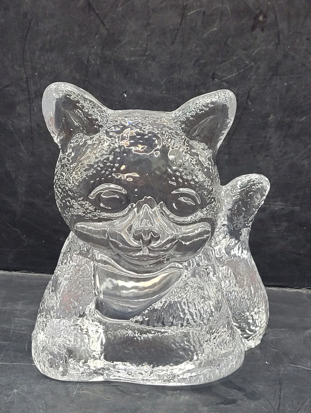 Vintage PartyLite Cat Kitten Tealight Votive Candle Holder Clear Glass